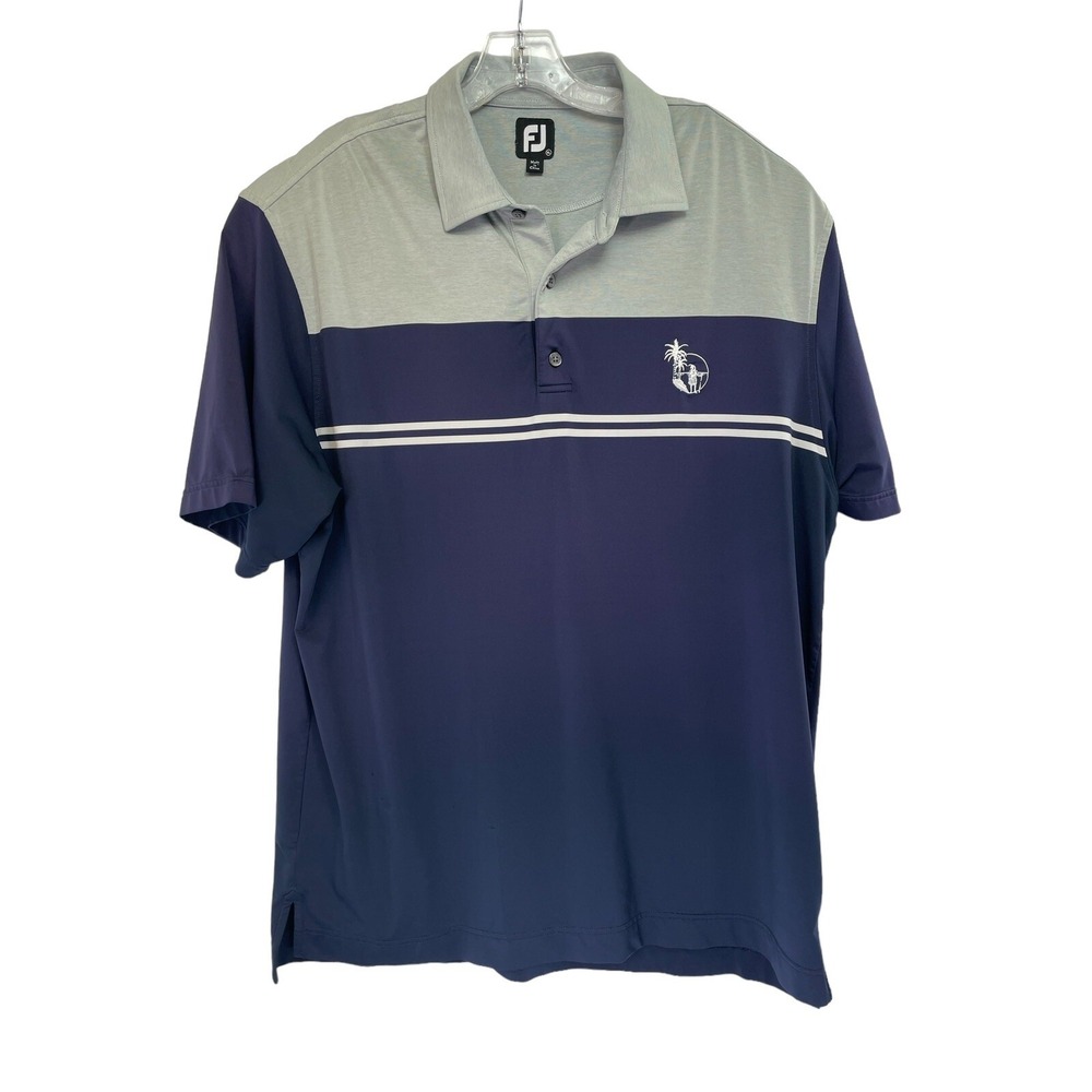 FJ Footjoy Mens Sz‎ XL Embroidered Blue/Grey Golf Polo Shirt (BB21) EUC